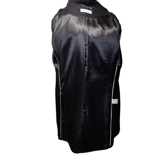 Calvin Klein Women's Black Wool Blend Long Line Coat Removable Faux Fur Hood - Picture 9 of 12